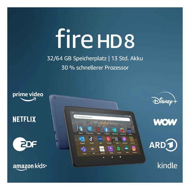 Fire HD 8 Tablet 32GB  30 schnellerer Prozessor  Unterhaltung unterwegs  202