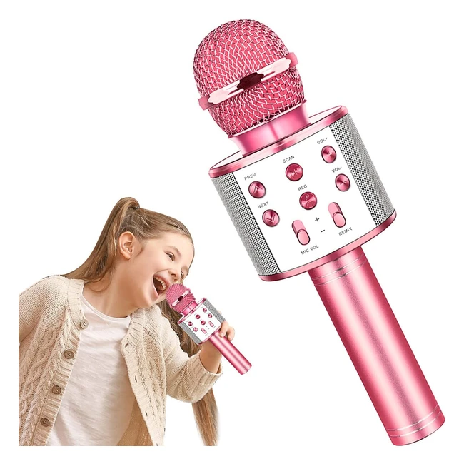 Wireless Bluetooth Microphone for Kids - 3 in 1 Karaoke Mic with High-Quality Sound and Long Battery Life - Perfect Gift for Girls 4-12