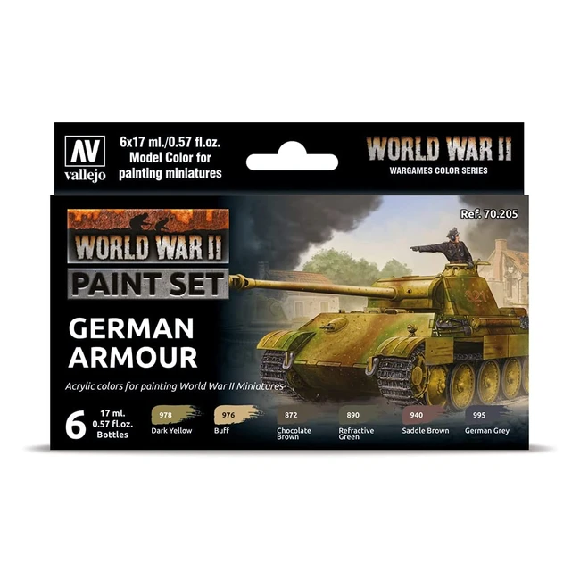 Vallejo 70205 Model Color - Colores Acrílicos WWII German Armour 17ml (6 uds) - ¡Pinta tus maquetas como un experto!