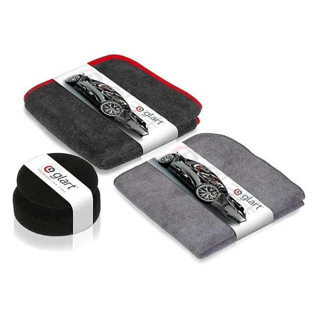 Glart 44TPP6 3-Piece Car Polishing Kit - Microfiber Cloth, Sponge, Drying Towel - Anthracite/Black