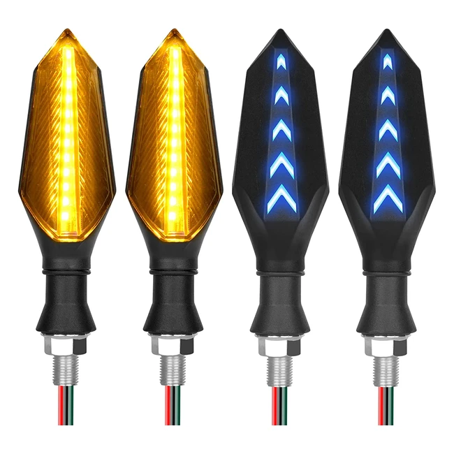 Indicatori di direzione moto URAQT 4 pezzi bicolore LED 17 luci 12V impermeabile