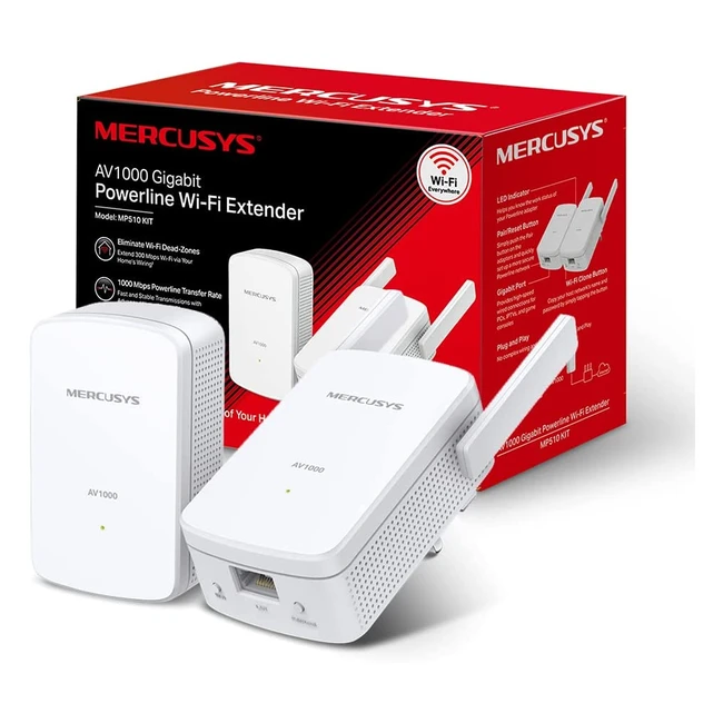 Kit de Red Mercusys MP510 AV1000 Mbps con WiFi 300 Mbps Puerto Gigabit y Plug a