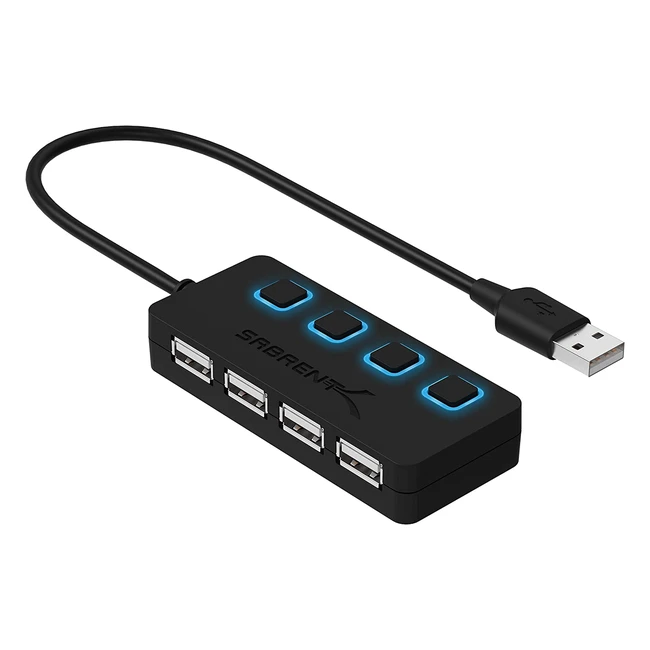 Hub USB Sabrent 4 ports avec commutateurs et voyants individuels pour laptop, MacBook, iMac, PC, etc. HBUMLS