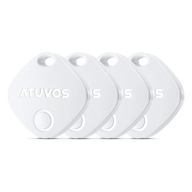 Atuvos Bluetooth Key Finder - 4 Pack Compatible with Apple Find My, Waterproof, Replaceable Battery, 120m Range