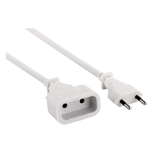 Rallonge électrique Electraline 2m avec fiche européenne 6A - Blanc