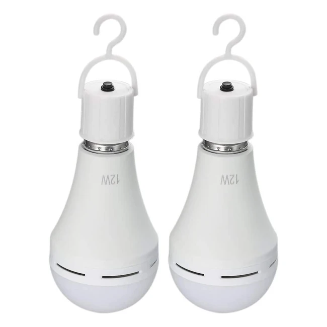Lixada Lot de 2 Ampoules LED E27 Rechargeables - 12W 450 Lumens 6000K Blanc Neut
