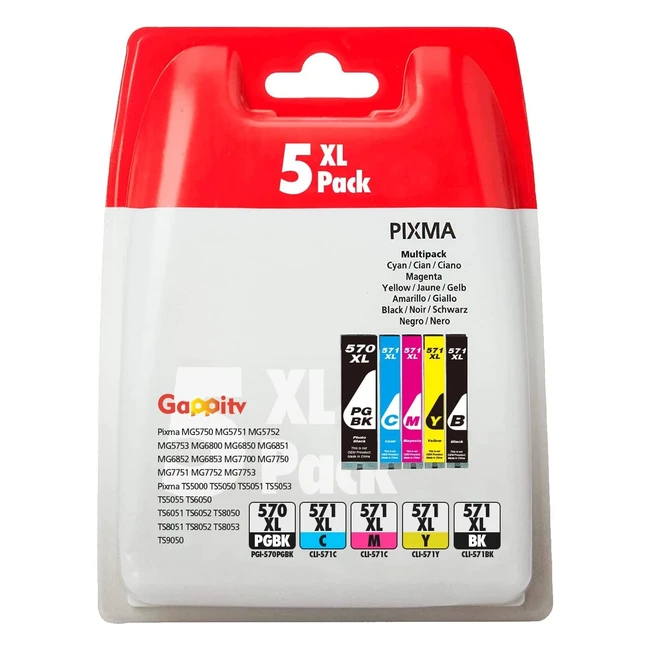 Cartouches d'encre compatibles PGI570XL CLI571XL pour Canon Pixma - 5 Pack