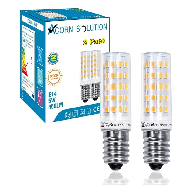 AcornSolution 5W SES Cooker Hood Lamp T25 240V Warm White 2 Pack - Energy Saving