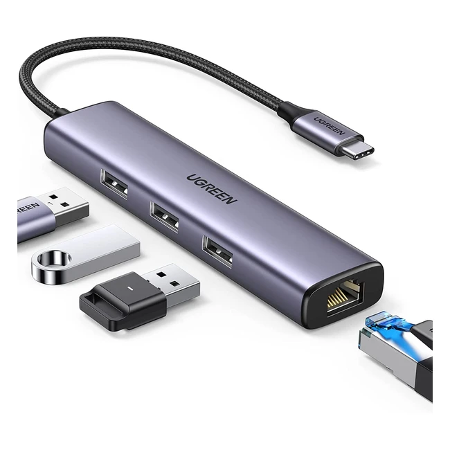 UGREEN USB C Hub with Ethernet Adapter - 3 USB 30 Ports 1Gbps Ethernet Driver