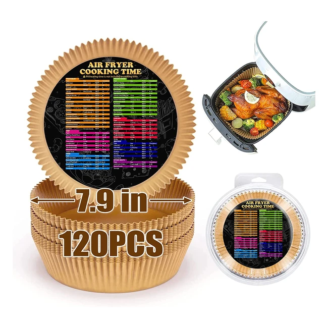 120pcs Air Fryer Liners - Oilproof, Waterproof, Food Grade Baking Paper for Air Fryer, Microwave Oven - No More Cleaning! (7.9in)