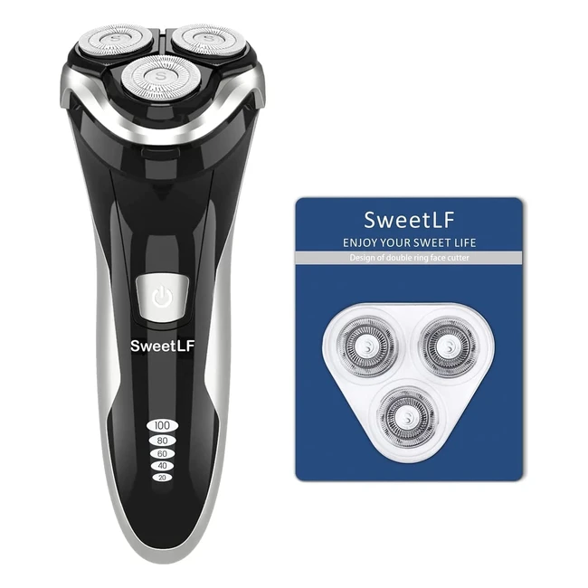 SweetLF Electric Shaver for Men - Wet & Dry, Rechargeable, Cordless Razor, IPX7 Waterproof with Precision Beard Trimmer, LED Display, 3 Blades - Home & Travel