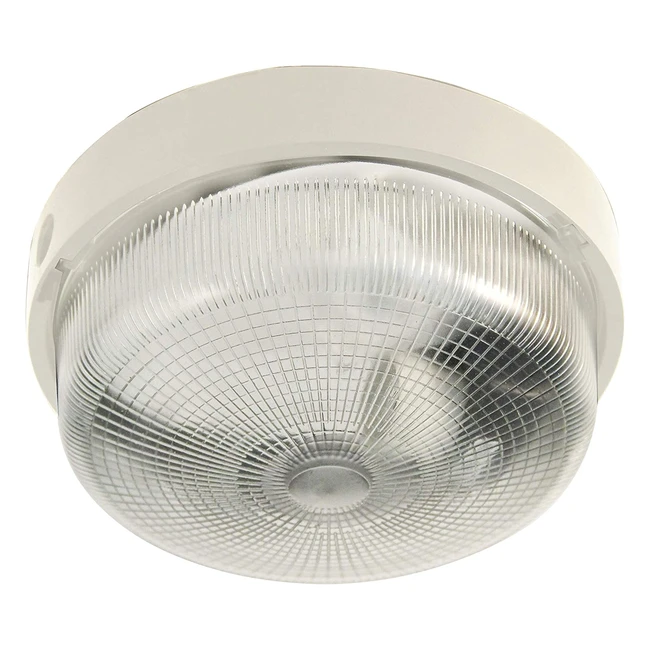 Applique-plafonnier Velamp Bigbobb rond 22cm en plastique et verre, culot 1x E27 max 60W LED compatible IP44 pour intérieur ou extérieur - Blanc