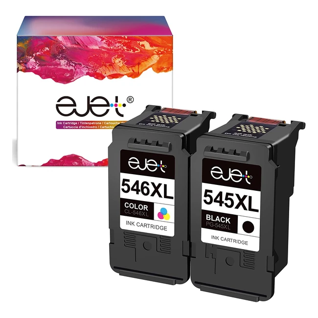 ejet XL High Yield Ink Cartridges Compatible for Canon PG545 CL546 for Pixma - 2 Pack