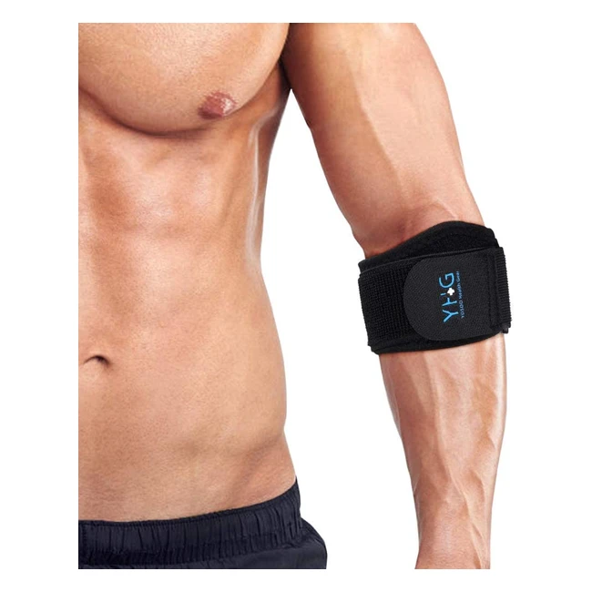 Adjustable Elbow Brace for Tendonitis - Relieve Pain and Provide Support for Arthritis, Tennis & Golfers Elbow - Neoprene Sleeve with Extended Elastic Belt and Pressure Pad