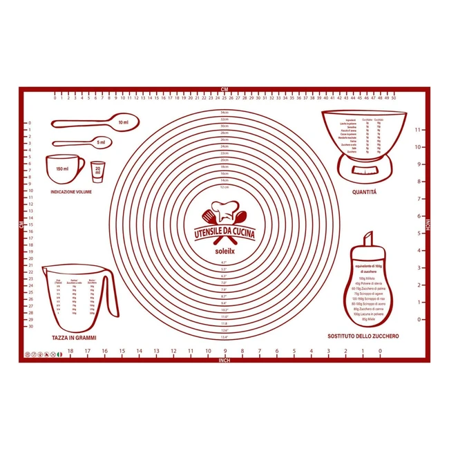 Spianatoia per impastare in silicone 60x40 - Soleilx antiaderente e resistente 