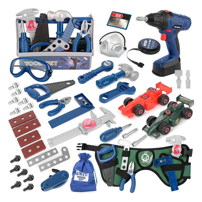 Juego de herramientas STEM con taladro eléctrico y 87 piezas para niños y niñas de 3 a 8 años