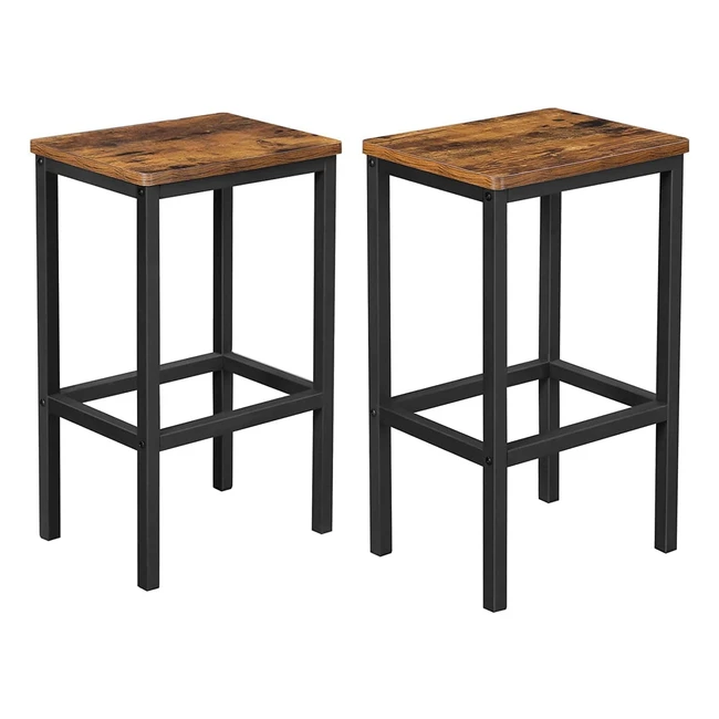 VASAGLE Bar Stools Set of 2 - Industrial Style Rustic Brown and Black LBC65X