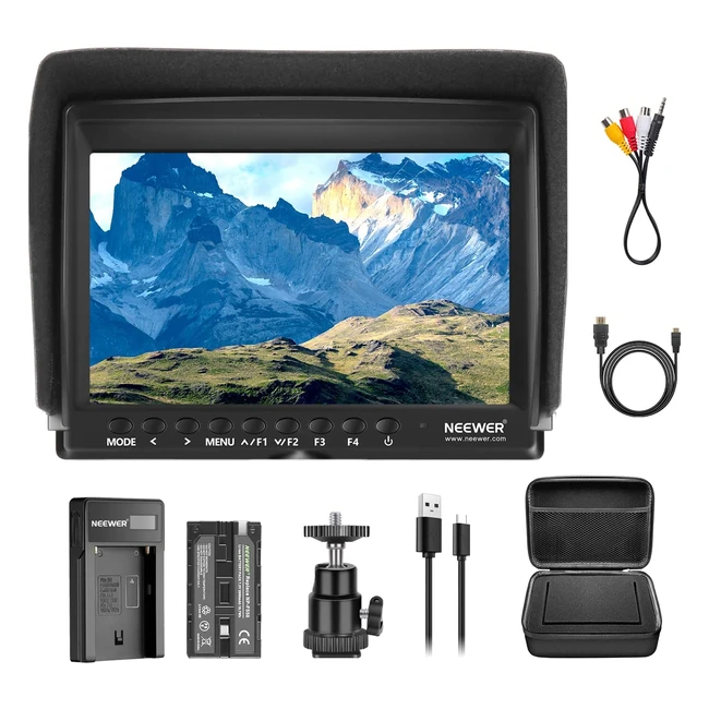 Neewer F100 7-inch Camera Field Monitor - Slim IPS 1280x800 HDMI Input 1080p with 2600mAh Battery - DSLR Video Making Rig