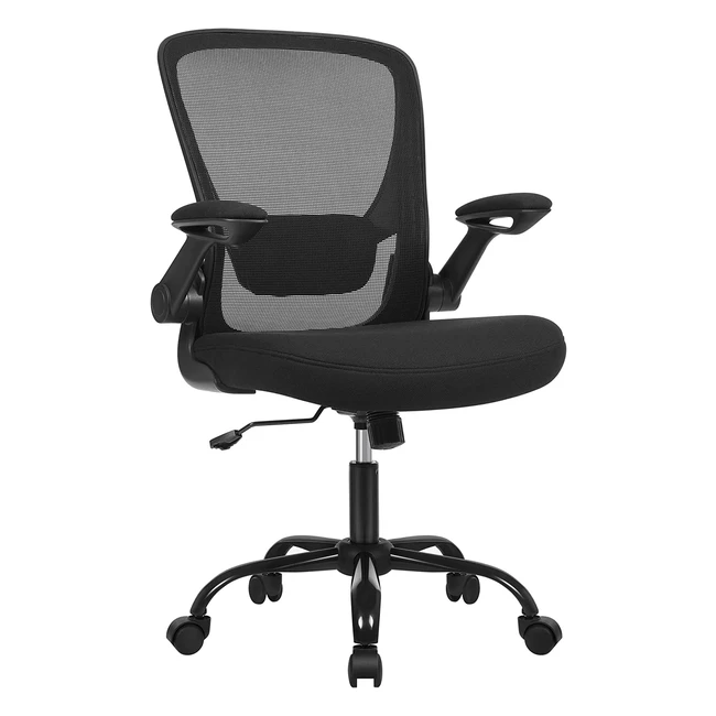 Songmics Ergonomic Mesh Office Chair with Adjustable Lumbar Support and Folding Armrests - Black OBN37BKUK