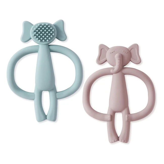 Vicloon Elephant Teething Toy - BPA Free Silicone - Soothes and Massages Sore Gu