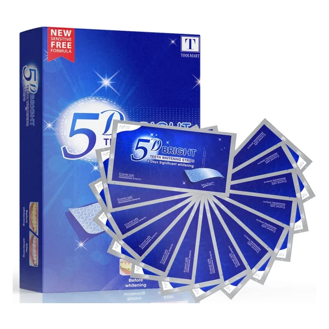 5D Teeth Whitening Strips for Sensitive Teeth - Fast Results in 14 Sessions