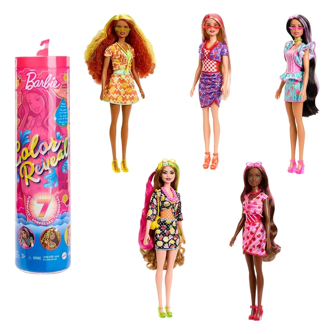 Barbie Color Reveal Sweet Fruit - Poupée parfumée avec 7 surprises (HJX49)