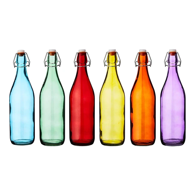 Set 6 Bottiglie in Vetro Colorato Swing Top 1L - Bar Drinkstuff