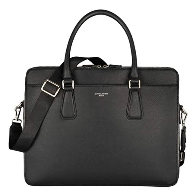 David Jones Mens Business Briefcase - Elegant PU Leather Satchel for Work Coll