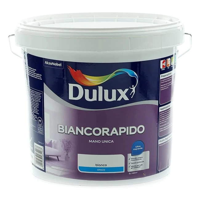 Dulux Biancorapido - Pittura per interni ultracoprente 5L