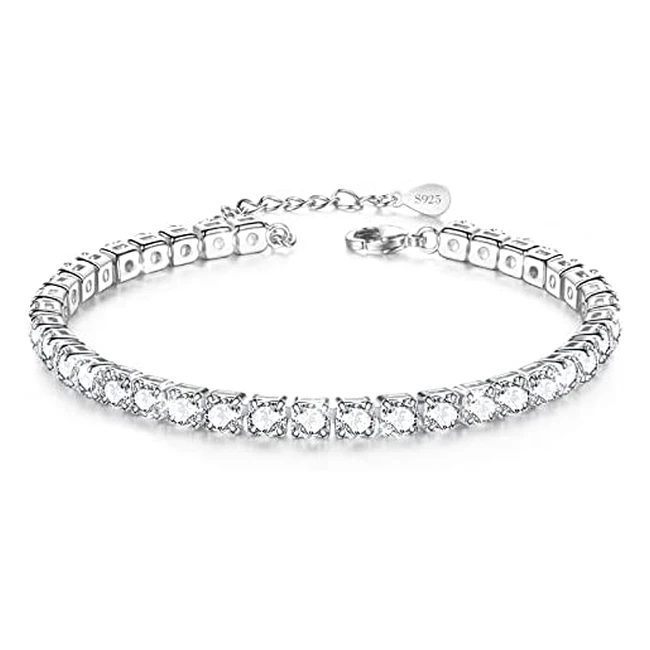 JDGemstone Sterling Silver Tennis Anklet with AAAA Grade CZ Diamonds, Hypoallergenic and Durable, 8-11 Inches