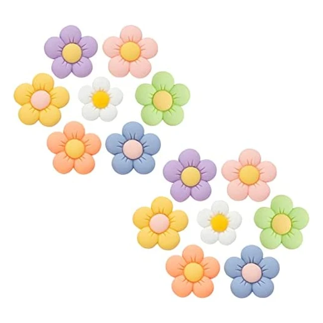 Nevege Flower Shoe Charms - Cute Designer Charms for Girls, Teens, and Adults - 14pcs Resin Daisy Charms in Multiple Colors - Perfect for Clogs, Sandals, and More