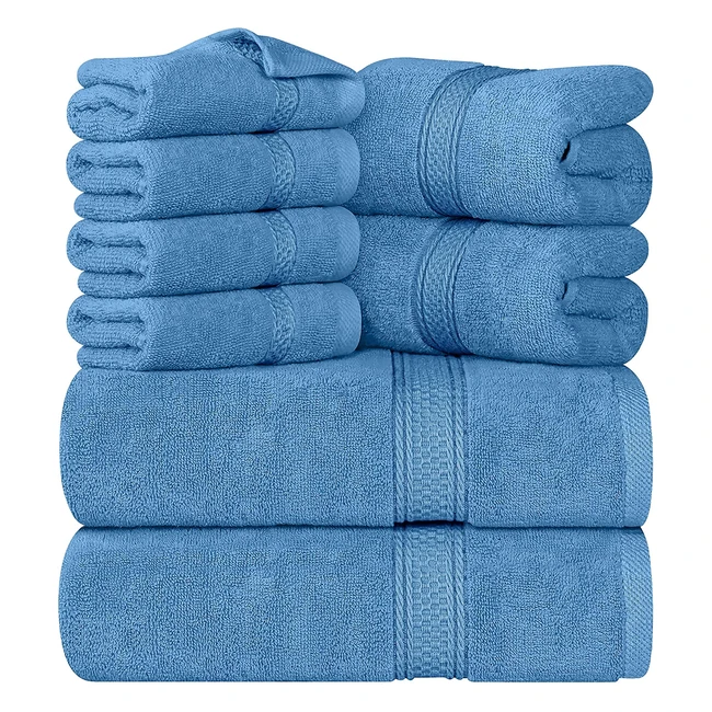 Ensemble de serviettes de bain Utopia 8 pièces en coton doux et absorbant, qualité hôtelière, bleu électrique