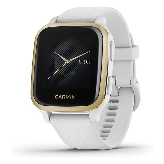 Reloj Garmin Venu Sq con GPS blanco y dorado - Controla tu salud y bienestar