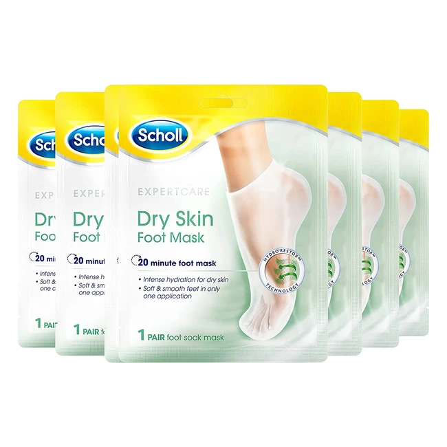Scholl Foot Mask Intensive Treatment - 6 Count Pack of 1  Hydrates  Softens Dr