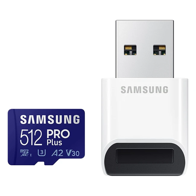 Samsung Pro Plus 512GB MicroSD-Speicherkarte MBMD512KBWW UHS-I U3 Full HD 4K UHD 160MB/s Lesen 120MB/s Schreiben für Smartphone, Drohne oder Action-Cam mit USB-Kartenleser