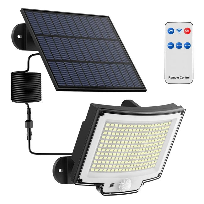 Lampe solaire extrieure 228 LED avec dtecteur de mouvement et tlcommande