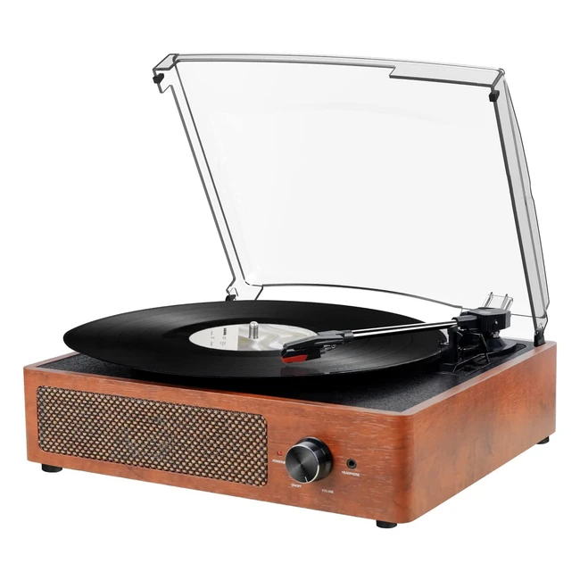 Platine Vinyle Bluetooth Portable 3 Vitesses Vintage avec Haut-Parleurs Stéréo Intégrés