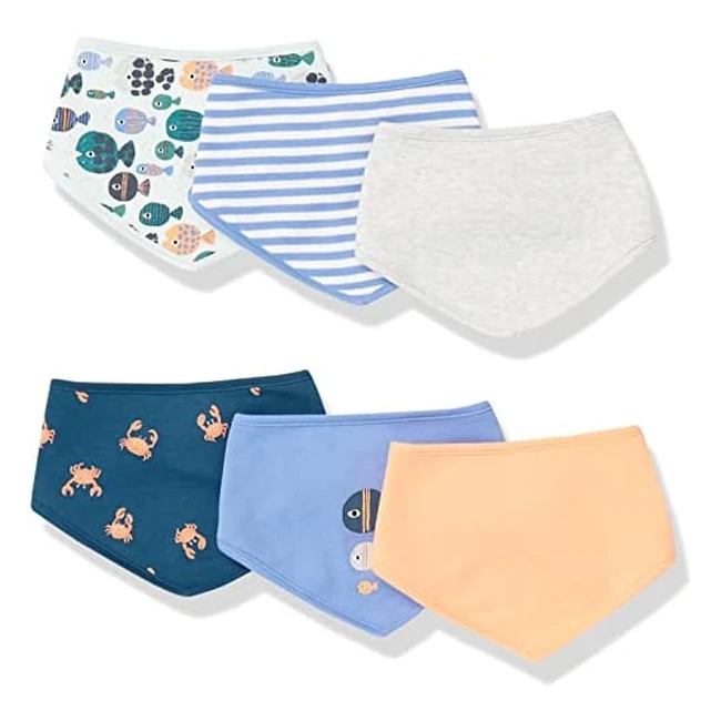 Conjunto de baberos unisex Amazon Essentials, pack de 6, 100% algodón