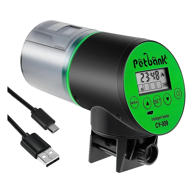 Distributeur de nourriture pour aquarium rechargeable USB avec écran LCD et timer - Petbank