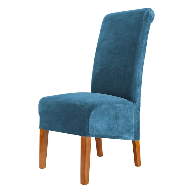 Velvet Dining Chair Covers - Stretchable, Washable, and Removable Chair Slipcover for High Back Chairs - Set of Teal