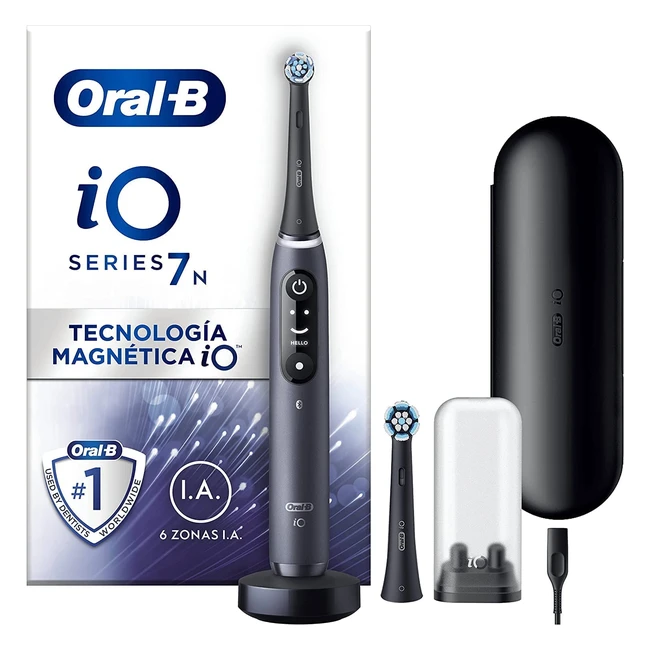 Cepillo de dientes eléctrico OralB io7n con tecnología magnética io, cabezales de recambio y pantalla interactiva - Negro