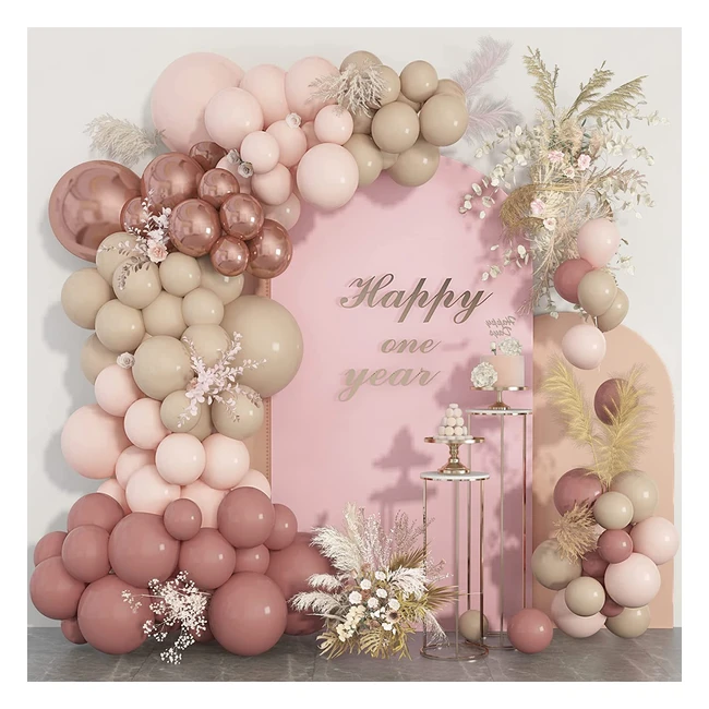 Kit Arche Ballon Rétro Rose Nude Abricot - Décoration Baby Shower, Mariage, Anniversaire Fille - 112 Pièces