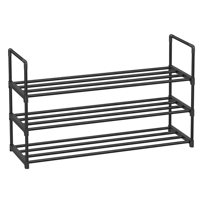 Songmics Metal Shoe Rack - Easy Assembly, 3 Shelves, Holds 12-15 Pairs, Sturdy & Stackable