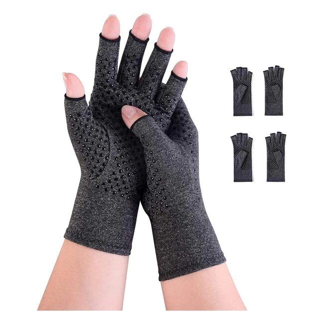 Lot de 2 paires de gants de compression pour l'arthrite - Soulage la douleur et améliore la circulation sanguine - Taille L - Noir