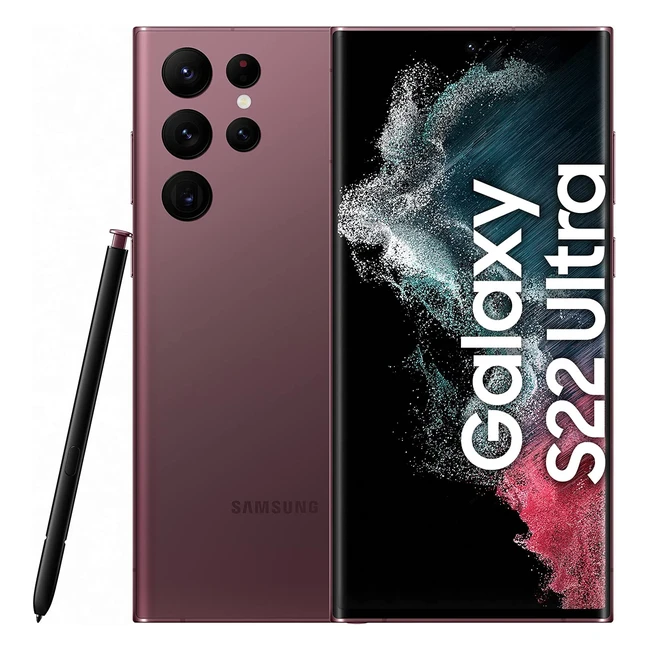 Samsung Galaxy S22 Ultra Smartphone, Burgundy, 6,8 Zoll AMOLED-Display, 128 GB/8 GB RAM, 5000 mAh Akku