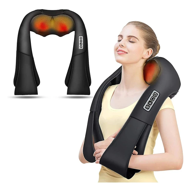 Aerlang Neck Back Shoulder Massager with Heat - Deep Tissue Shiatsu Kneading Electric Massager for Muscle Pain Relief - Best Gift for Women Men