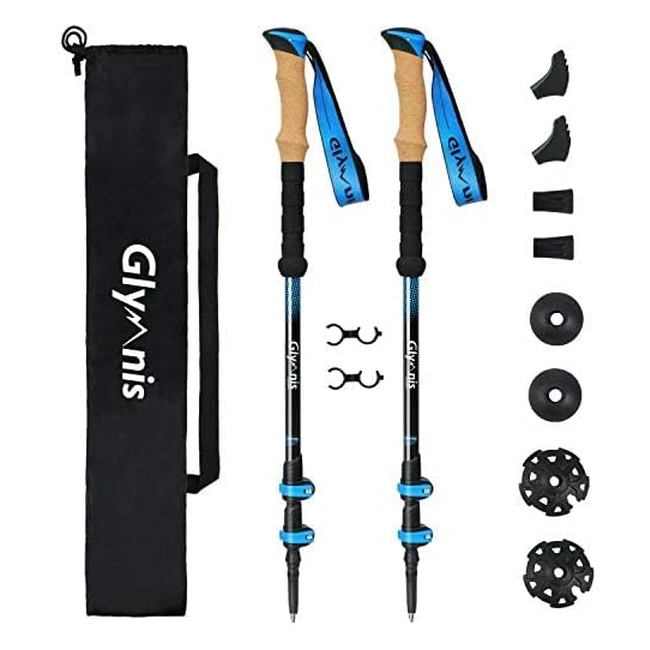 Bastoncini da trekking Glymnis 7075 in alluminio con blocco rapido e impugnatura in sughero - 65/135cm