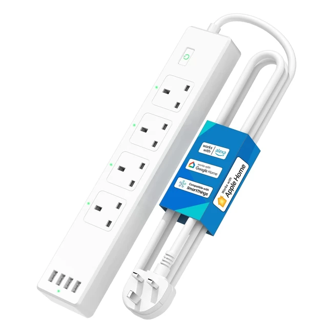 Meross Smart Power Strip with 4 AC Outlets, 4 USB Ports, Voice Control and Timer - Compatible with Apple HomeKit, Alexa, Google Home and SmartThings