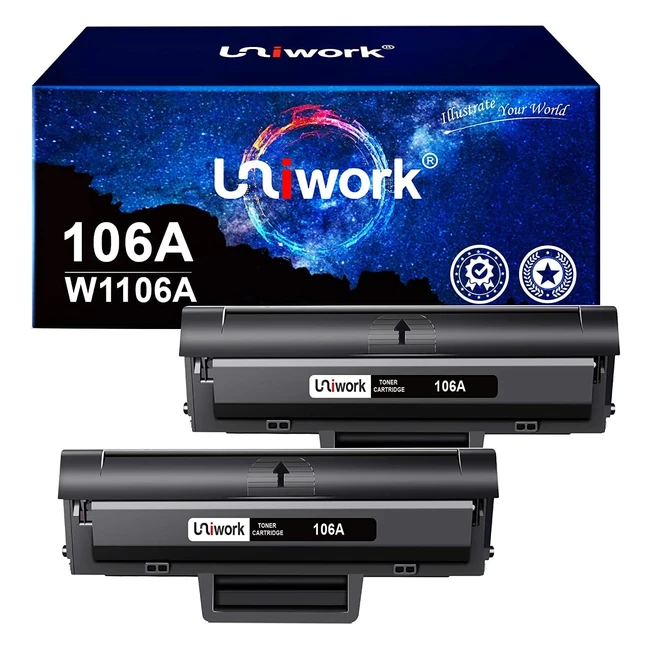 Uniwork 106A Toner Nero Compatibile per HP 106A W1106A - 2 Pack