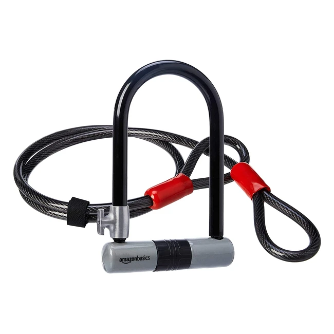Candado antirrobo Amazon Basics con argolla en forma de D y cable flexible de 121 mm para bicicleta